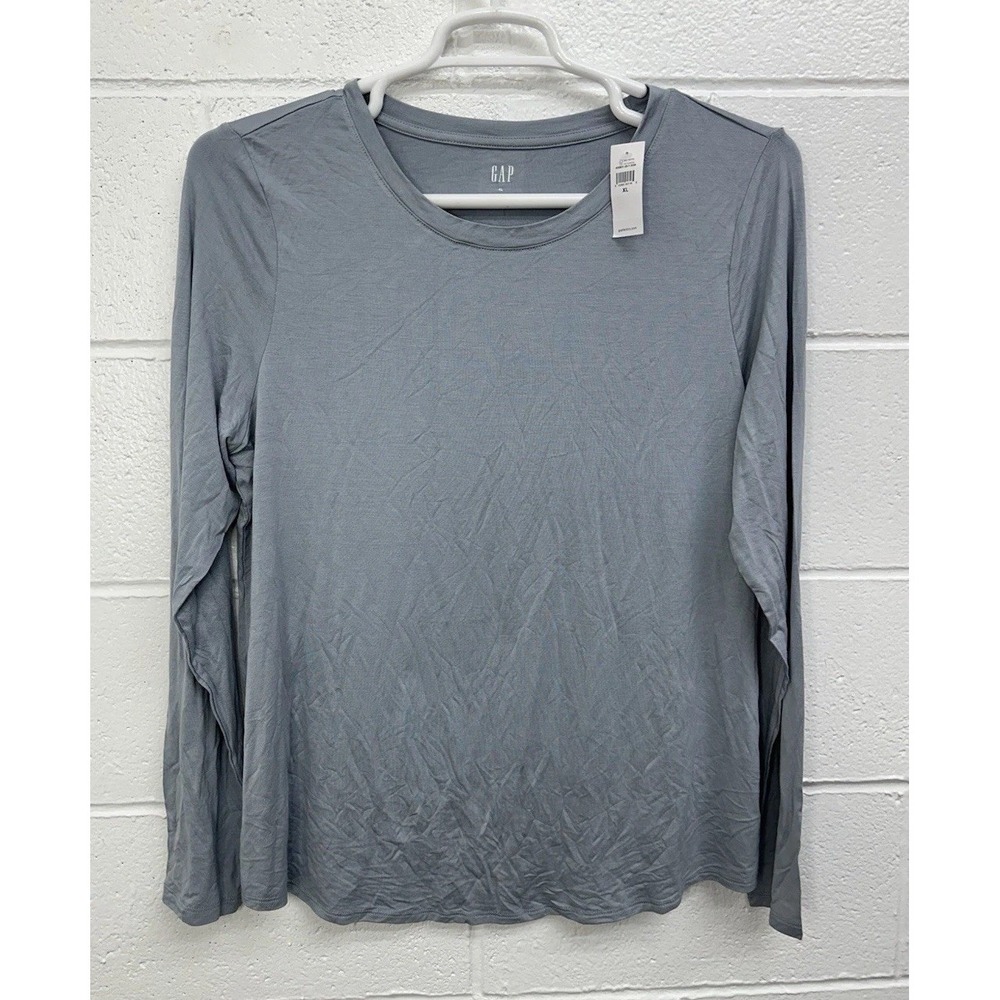 Gap Luxe T Long Sleeve Shirt Blue Dusk Jersey / Women's XL